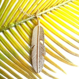 Jewelry - Goldtone Long Feather Pendant Necklace Boho Jewelry - Goldtone Long Feather Pendant Necklace Boho